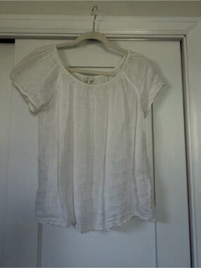 Joie - Women’s White Short-Sleeve 100% Linen Top